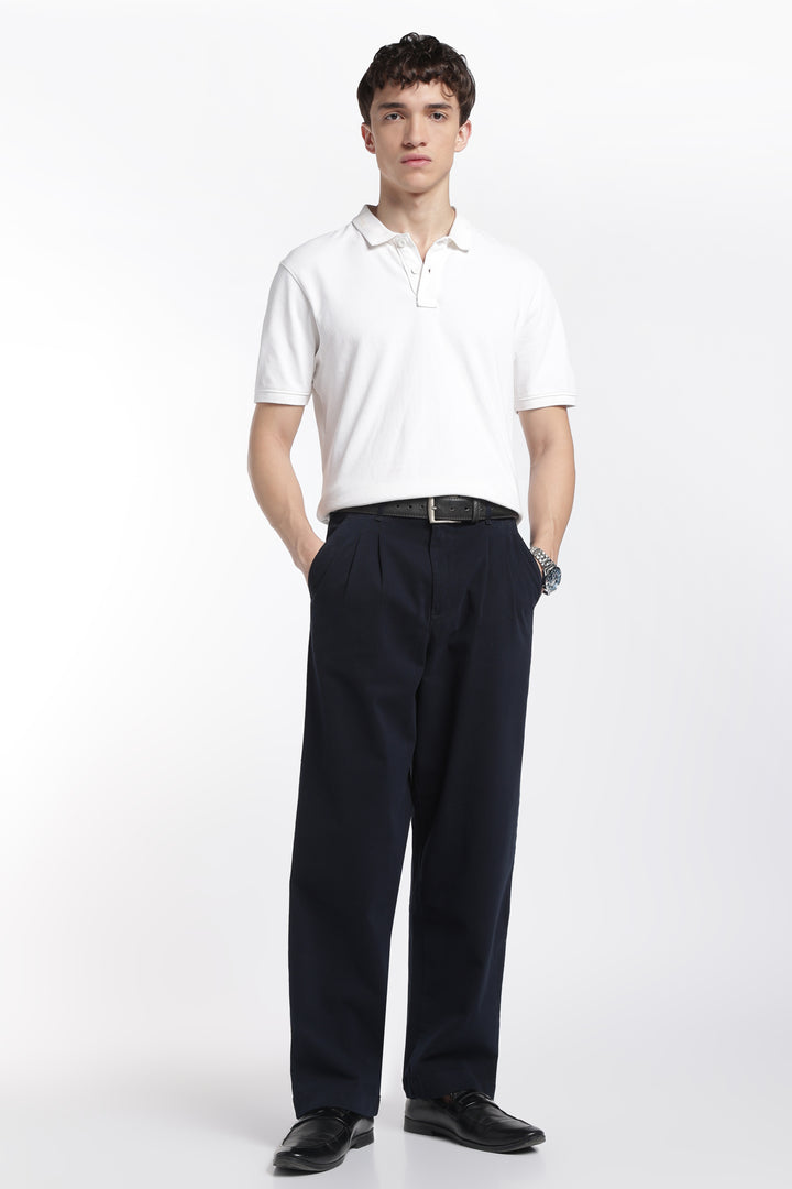 Korean Fit: Straight Fit Navy Pants