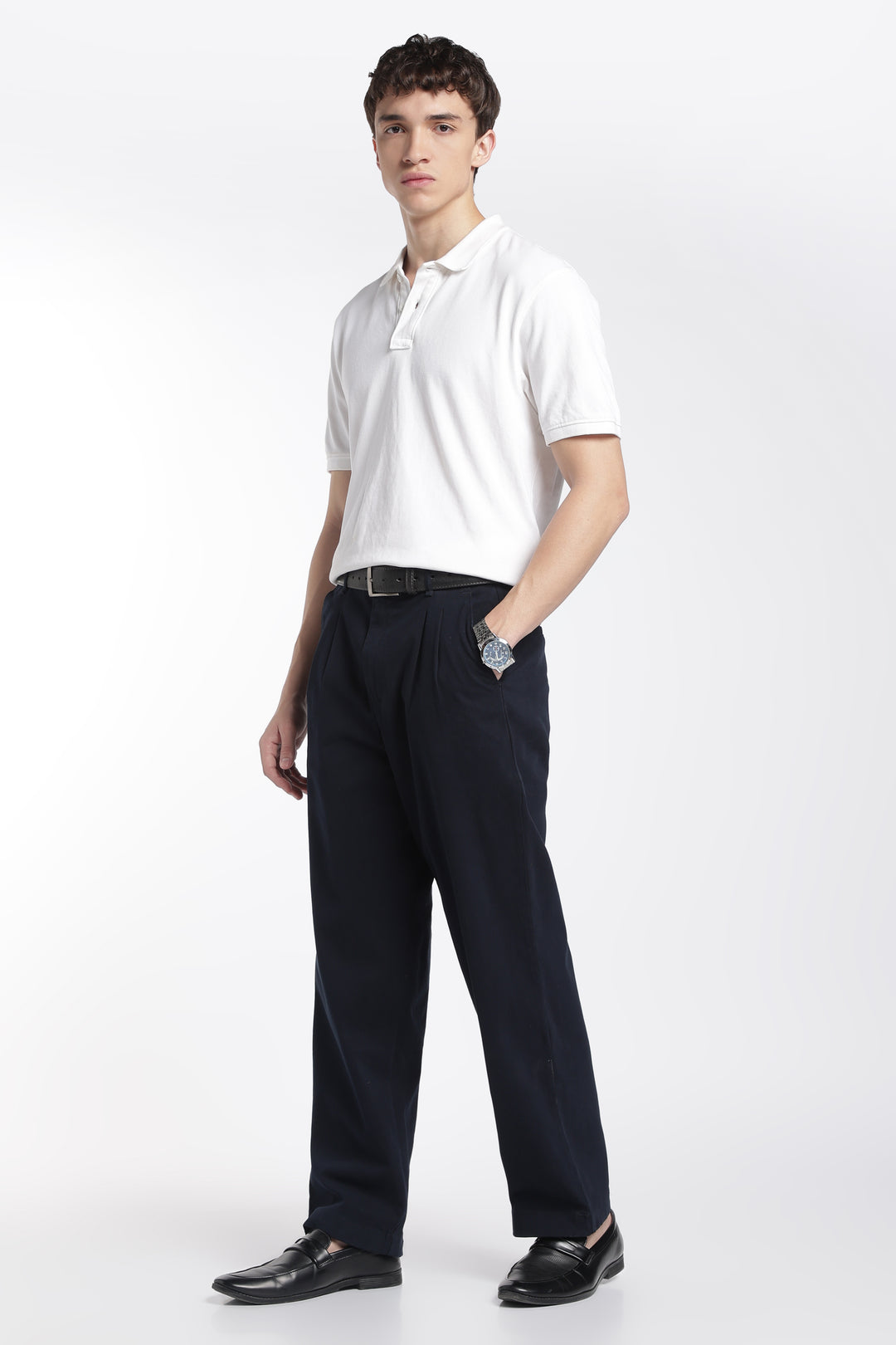 Korean Fit: Straight Fit Navy Pants