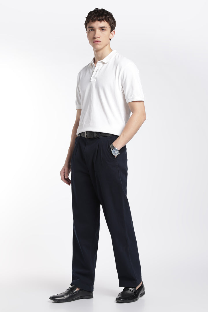Korean Fit: Straight Fit Navy Pants