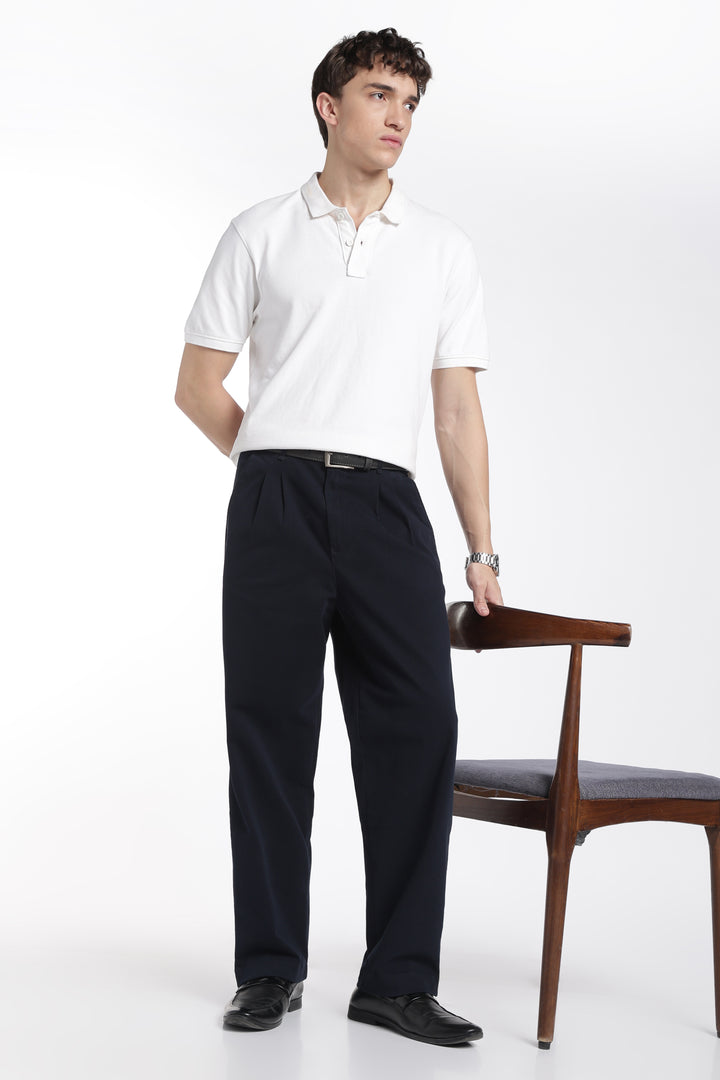 Korean Fit: Straight Fit Navy Pants