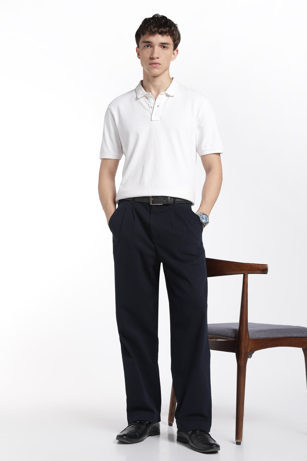 Korean Fit: Straight Fit Navy Pants