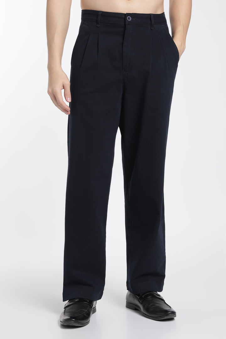 Korean Fit: Straight Fit Navy Pants