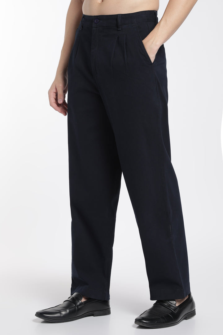 Korean Fit: Straight Fit Navy Pants