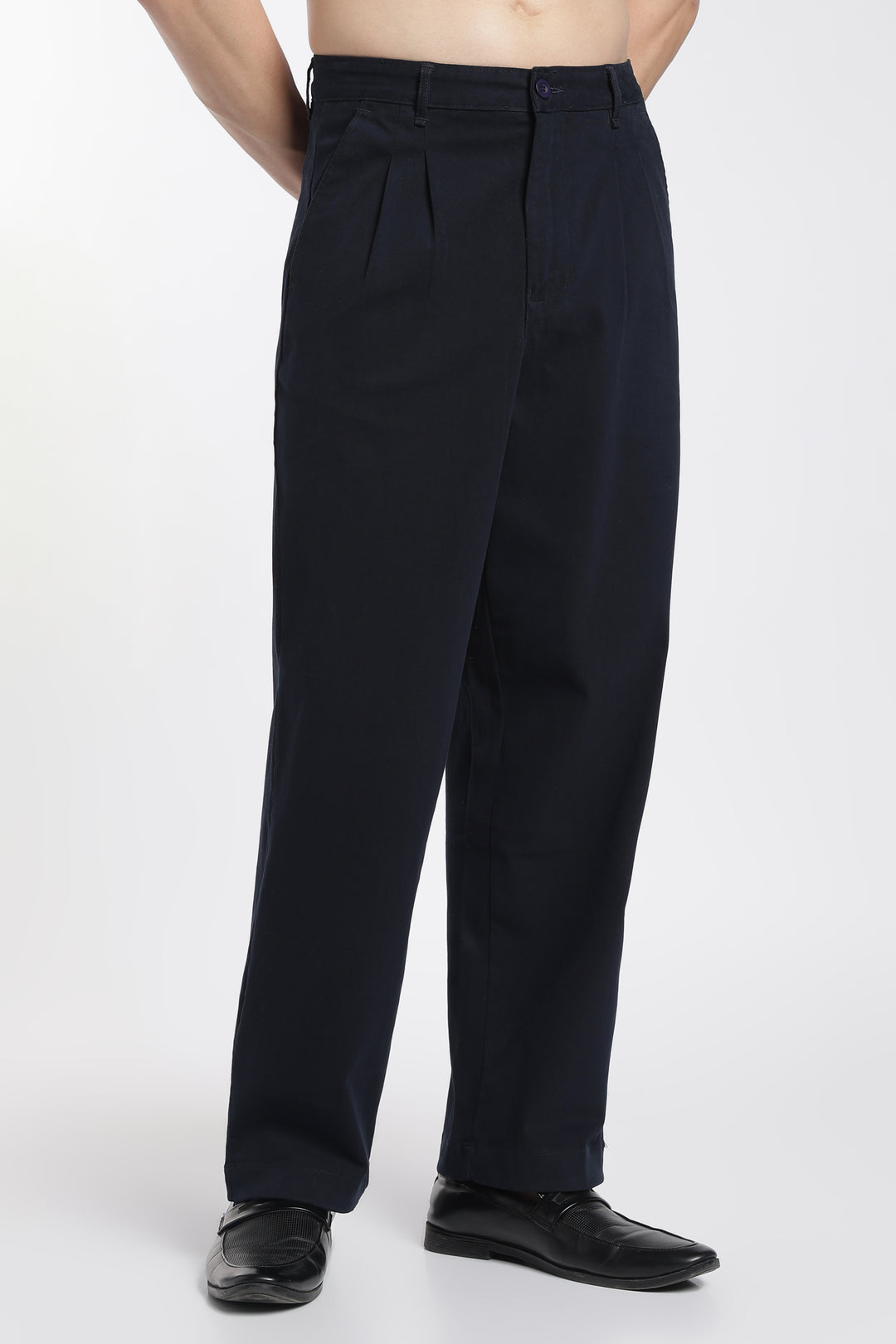 Korean Fit: Straight Fit Navy Pants