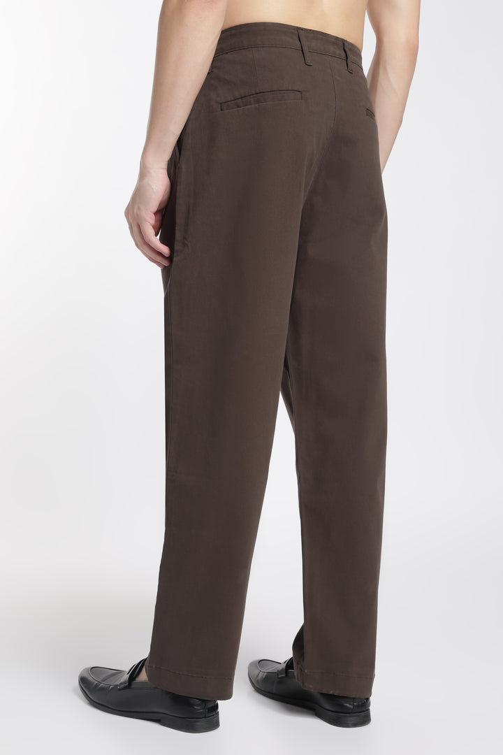 Korean Fit: Straight Fit Brown Pants