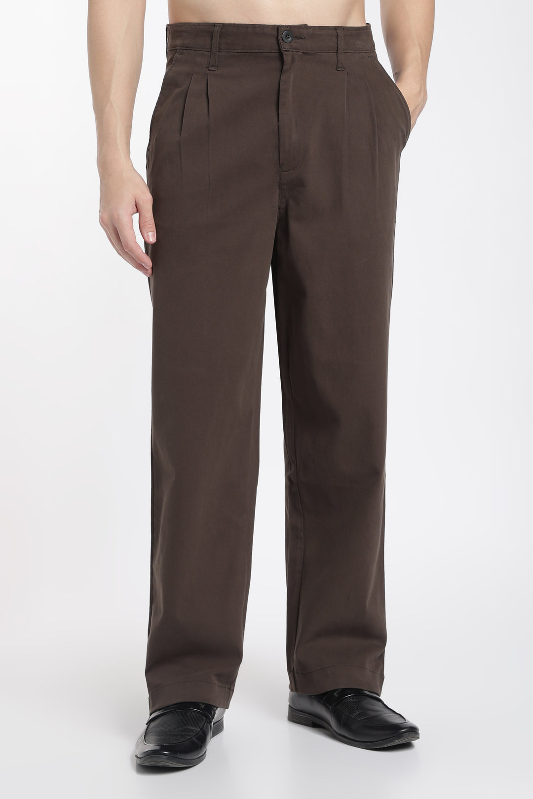 Korean Fit: Straight Fit Brown Pants