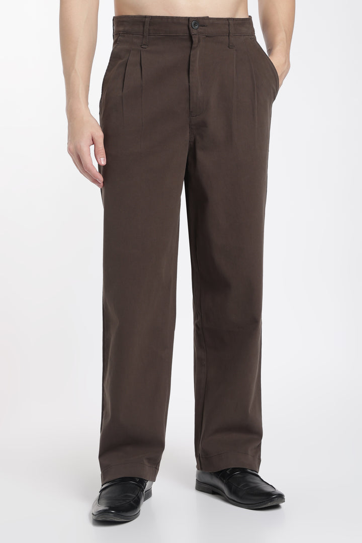 Korean Fit: Straight Fit Brown Pants