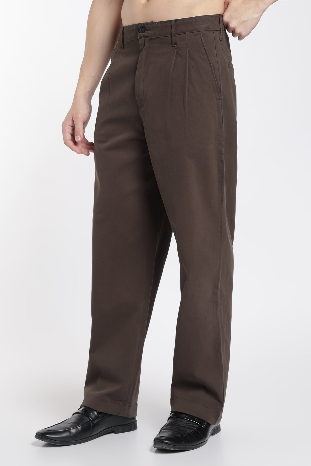 Korean Fit: Straight Fit Brown Pants