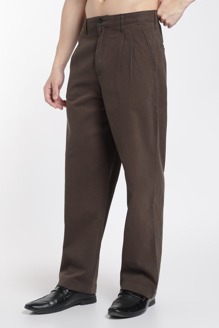 Korean Fit: Straight Fit Brown Pants