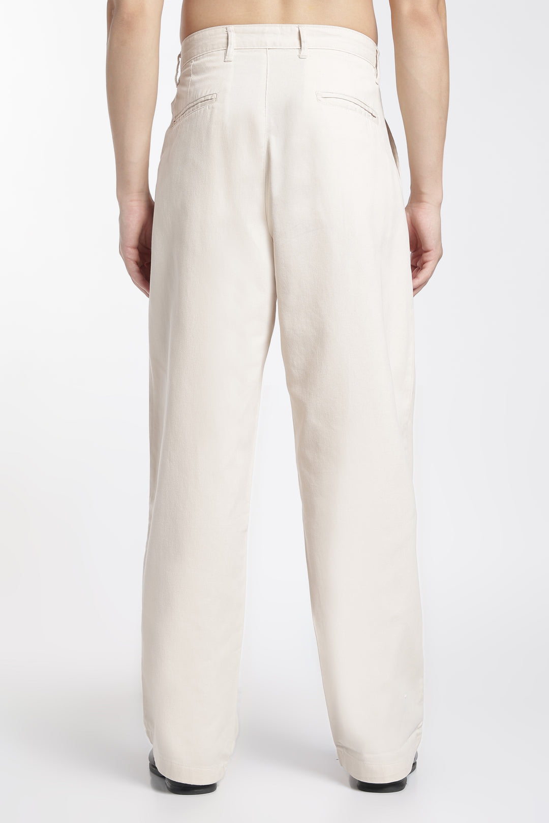 Korean Fit: Straight Creamish Navy Pants