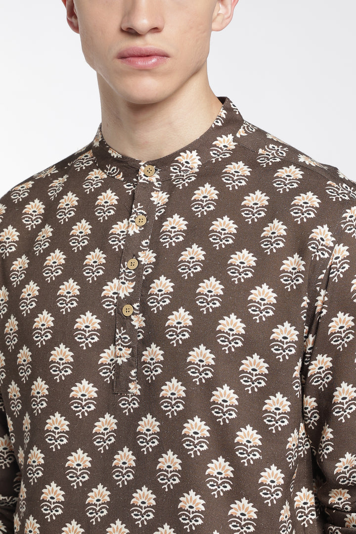 Ethnic Brown Printed Kurta