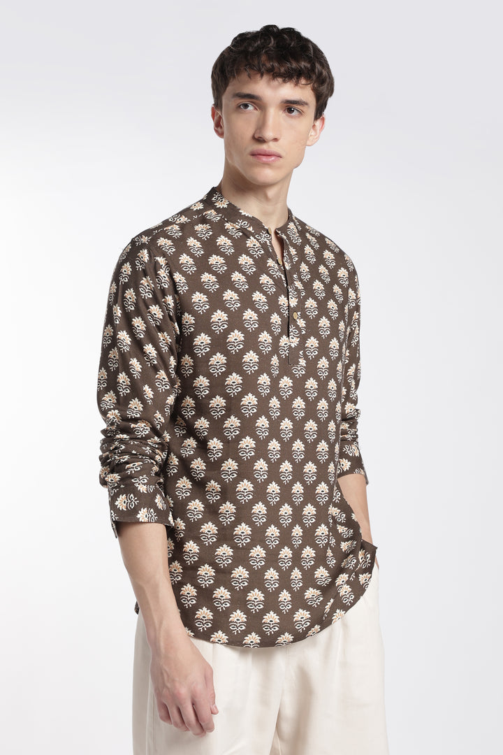 Ethnic Brown Printed Kurta