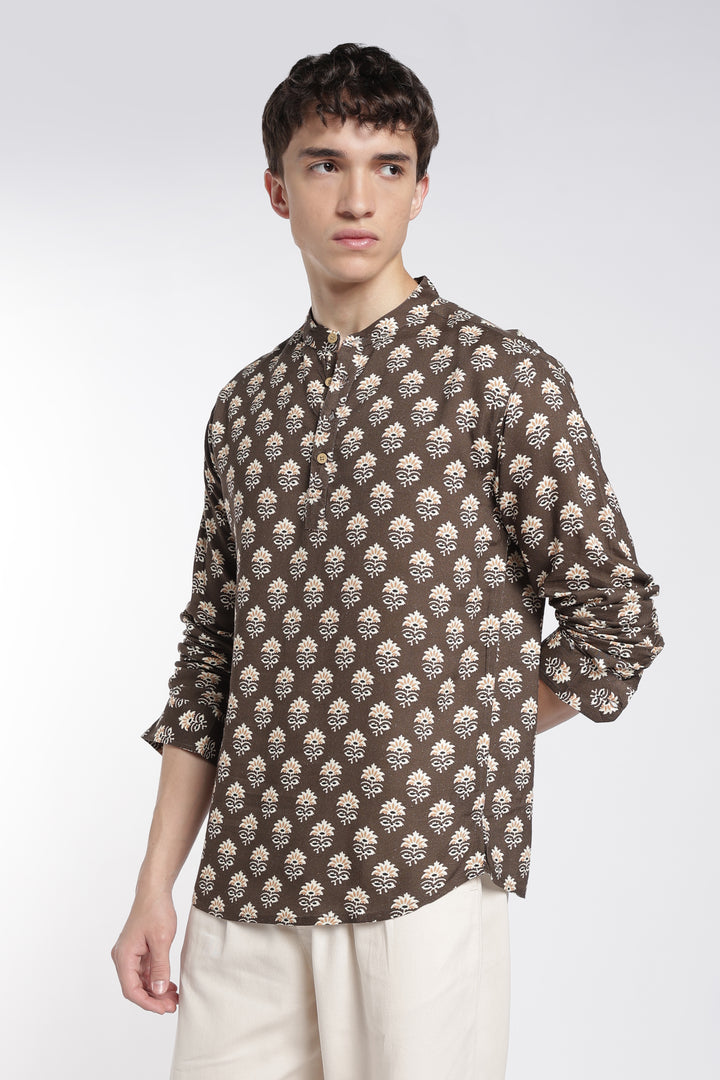 Ethnic Brown Printed Kurta