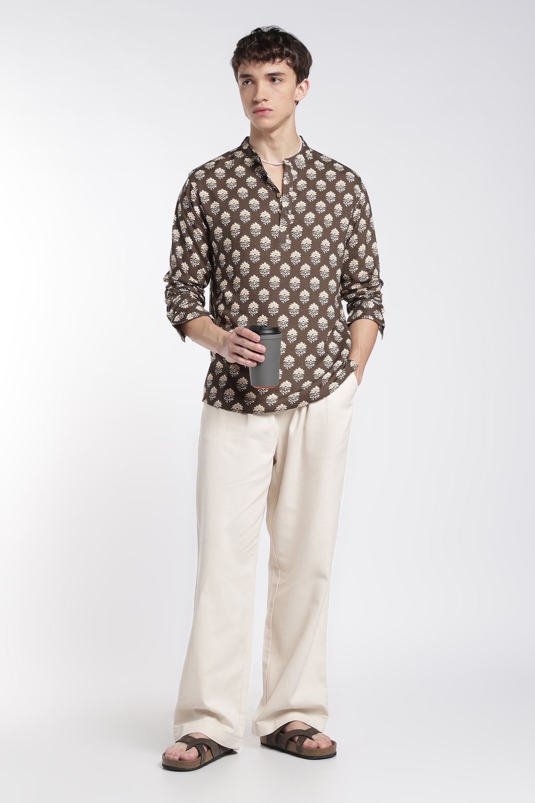 Ethnic Brown Printed Kurta