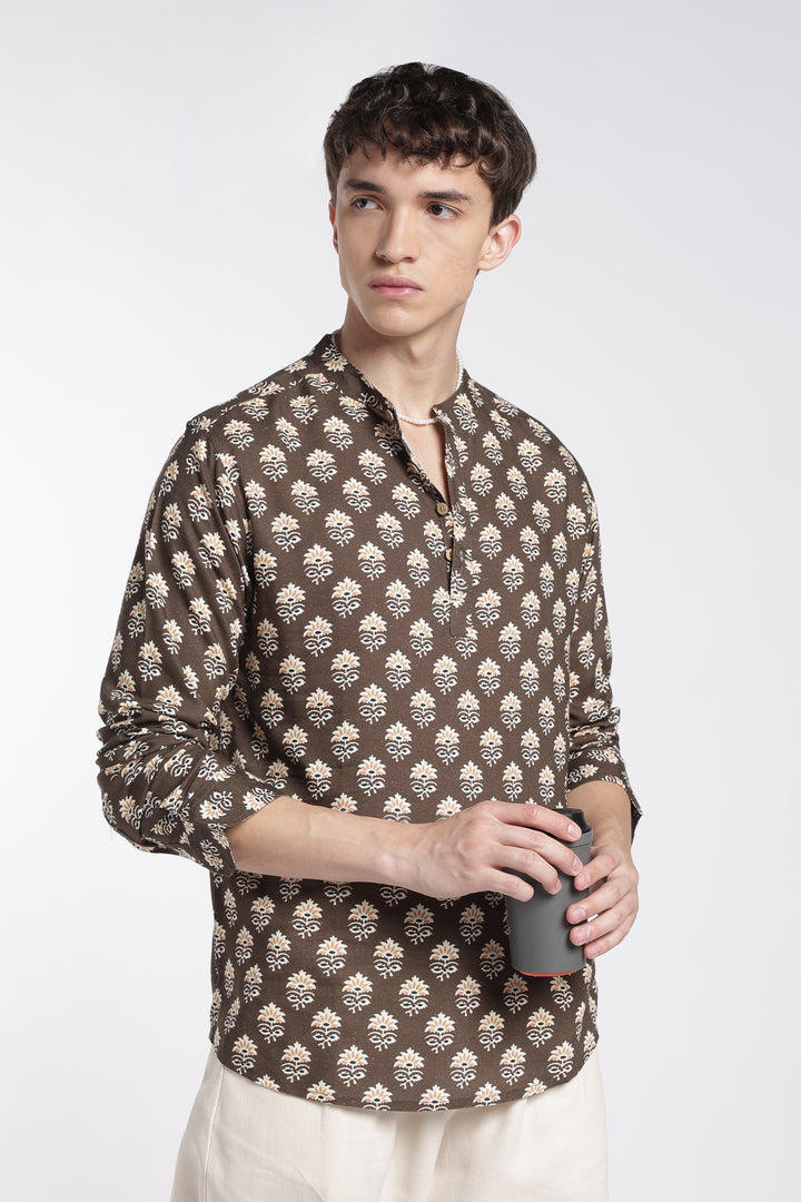 Ethnic Brown Printed Kurta