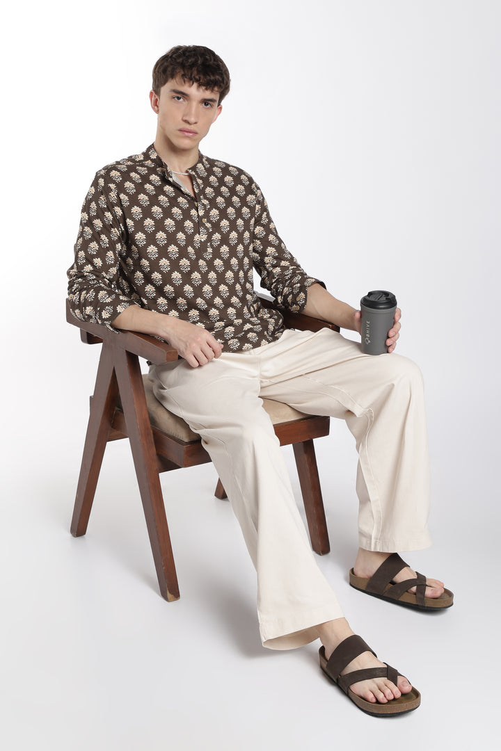 Ethnic Brown Printed Kurta