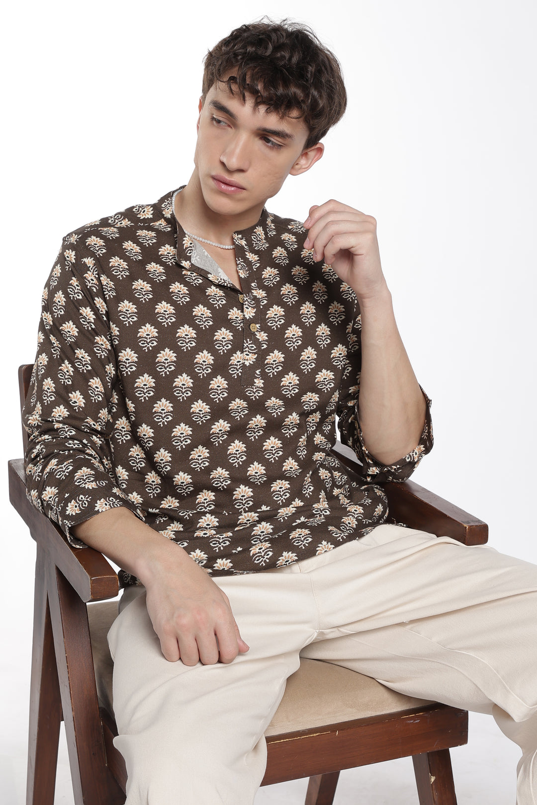 Ethnic Brown Printed Kurta
