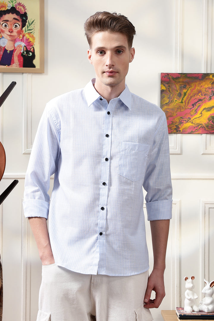Linen: Blue Stripes Shirt