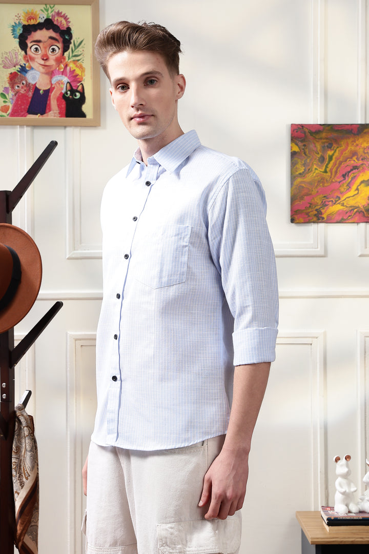 Linen: Blue Stripes Shirt