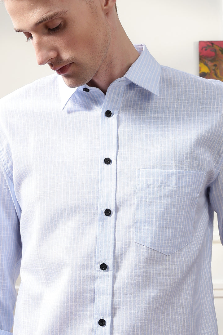 Linen: Blue Stripes Shirt