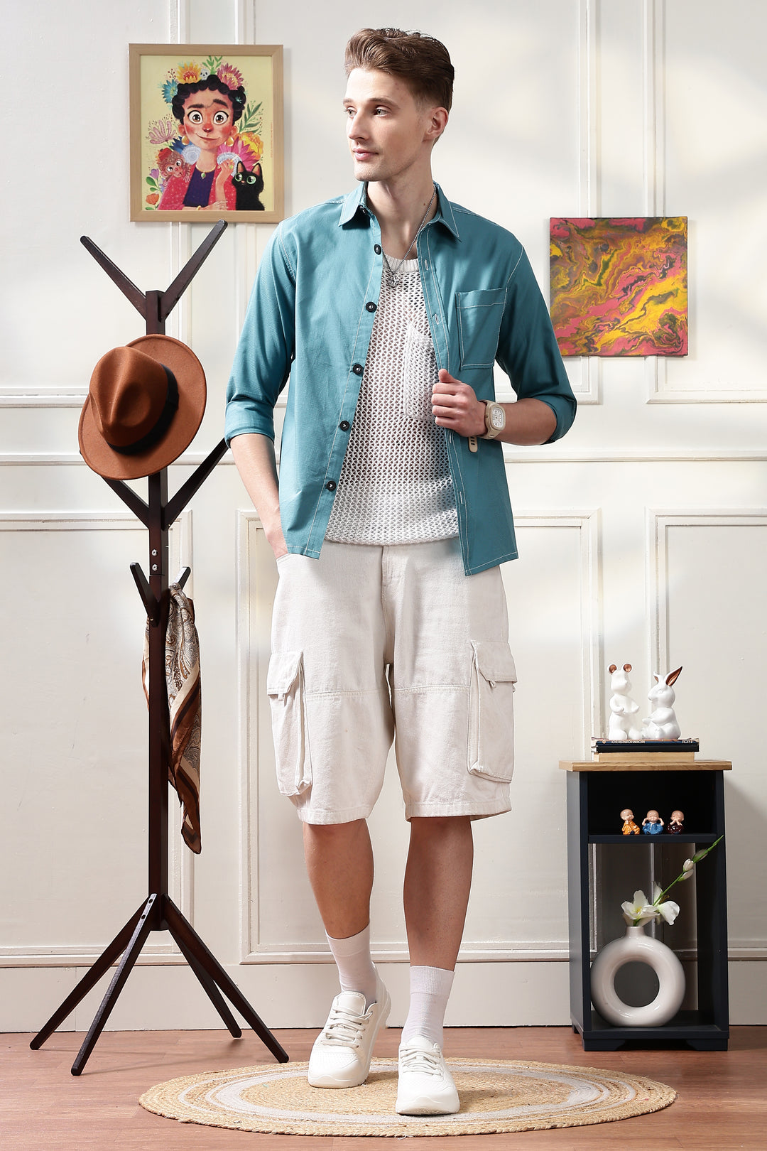 Contrast Stitch Overshirt Sapphire Blue