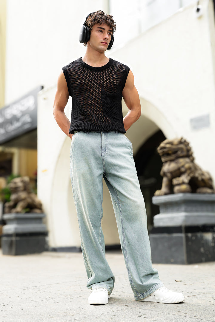 Light Blue Baggy Jeans Street Style