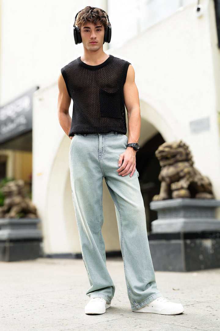 Light Blue Baggy Jeans Street Style