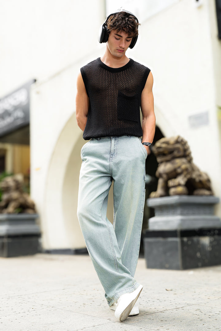 Light Blue Baggy Jeans Street Style