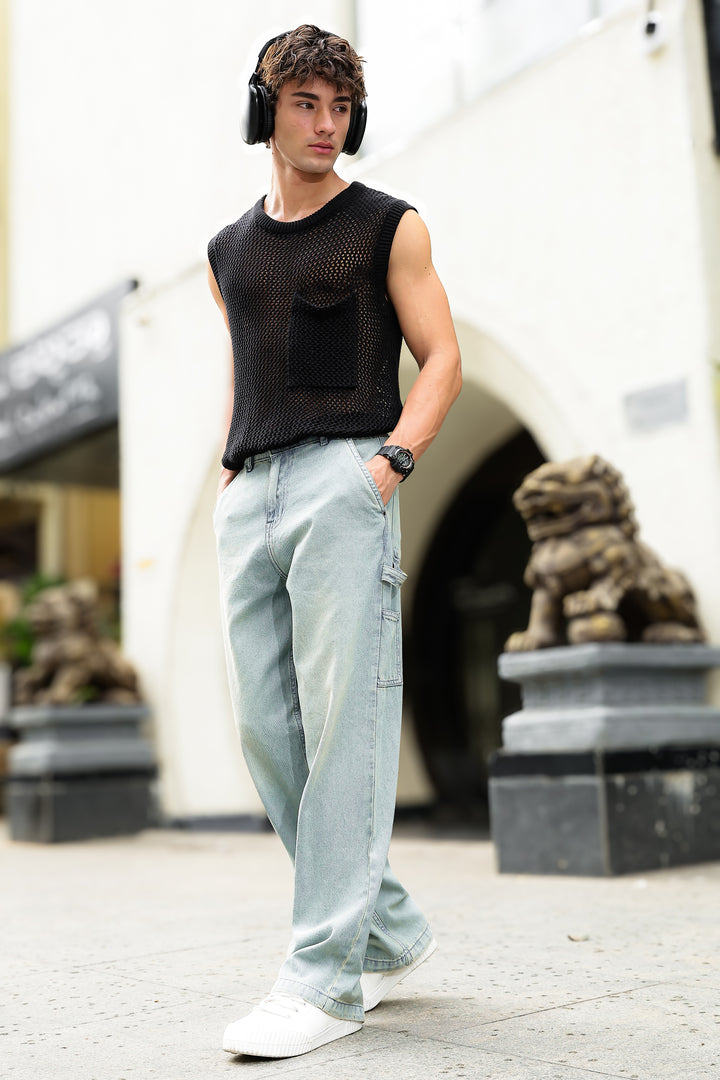 Light Blue Baggy Jeans Street Style