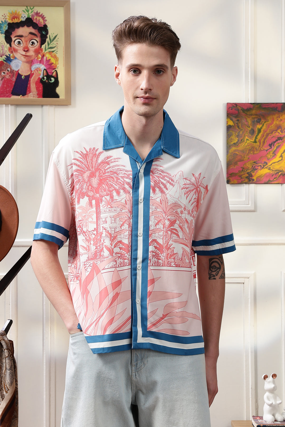 Abstract Forest: Oversized Pink Shirt