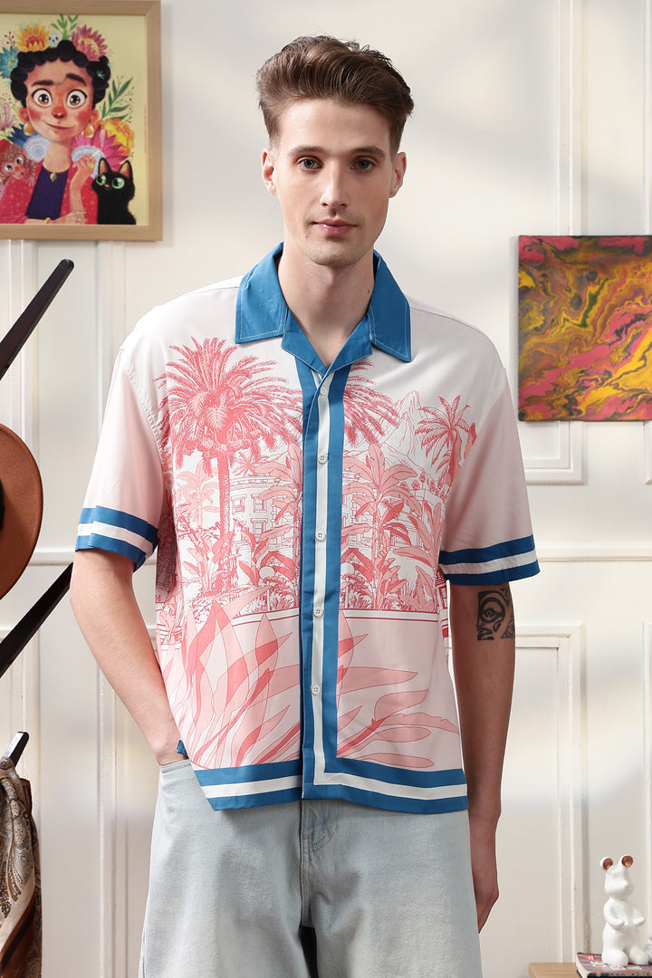 Abstract Forest: Oversized Pink Shirt