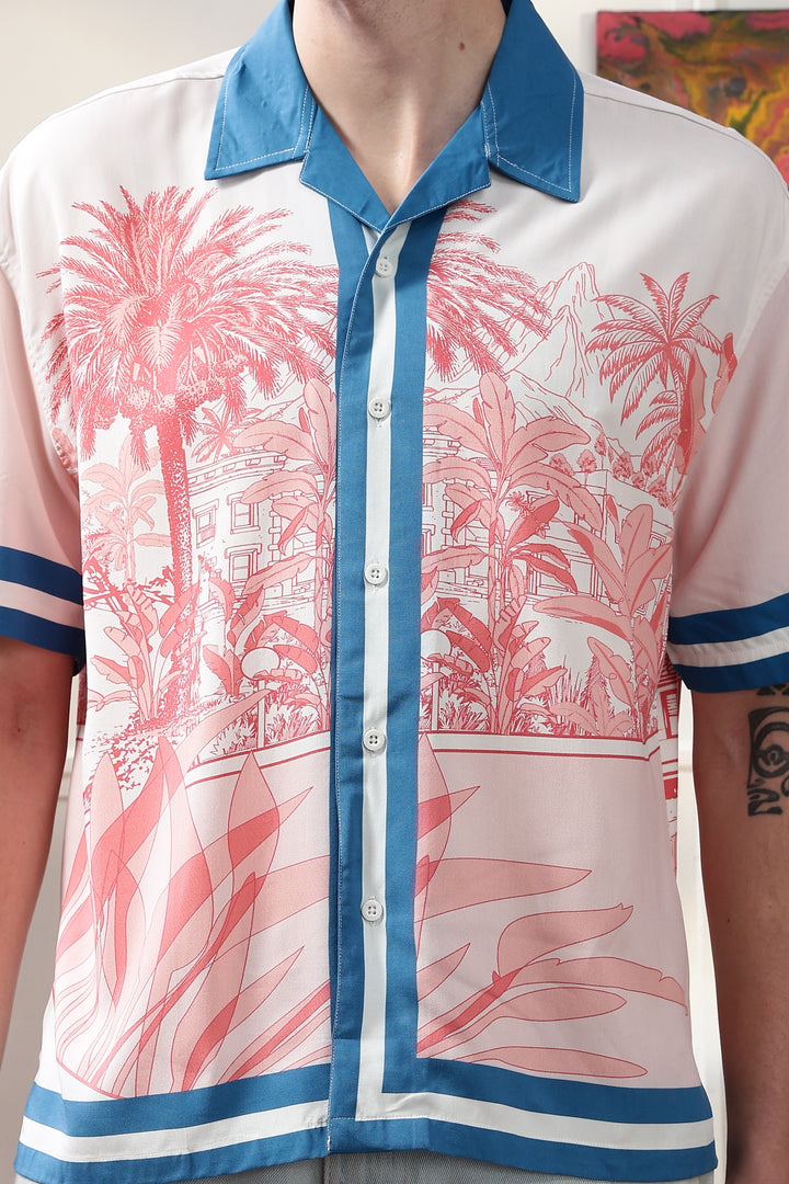 Abstract Forest: Oversized Pink Shirt
