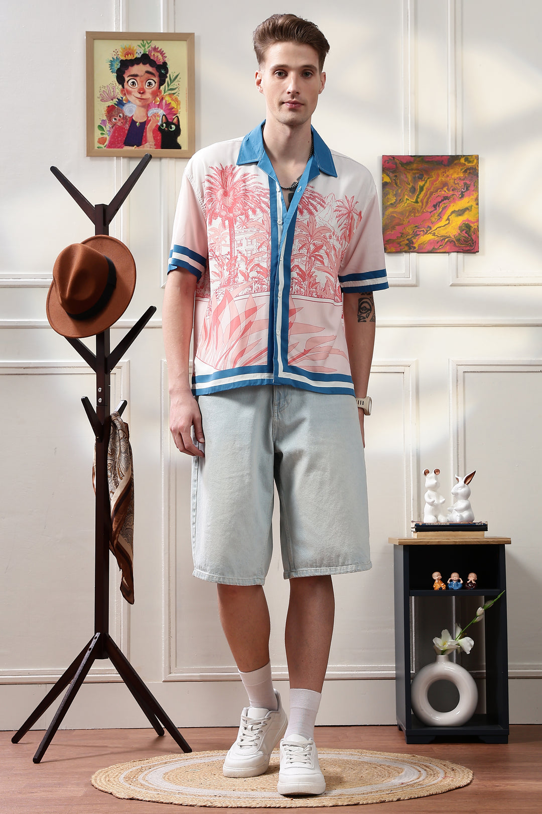 Abstract Forest: Oversized Pink Shirt