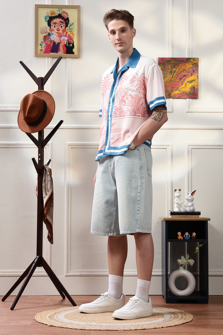 Abstract Forest: Oversized Pink Shirt