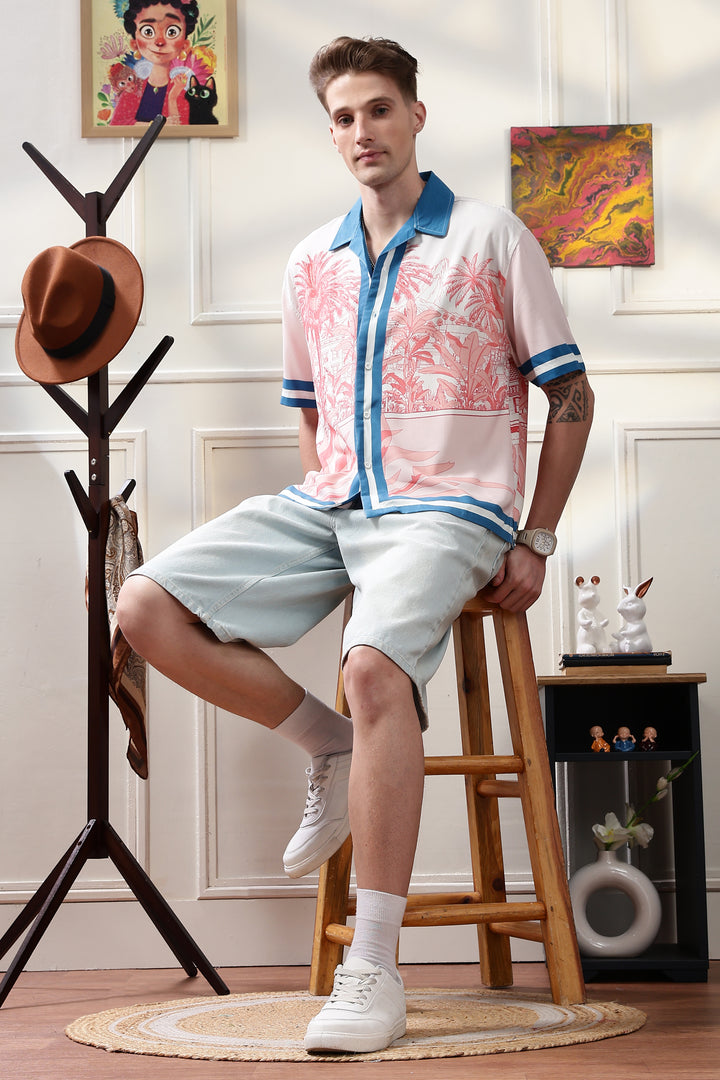 Abstract Forest: Oversized Pink Shirt