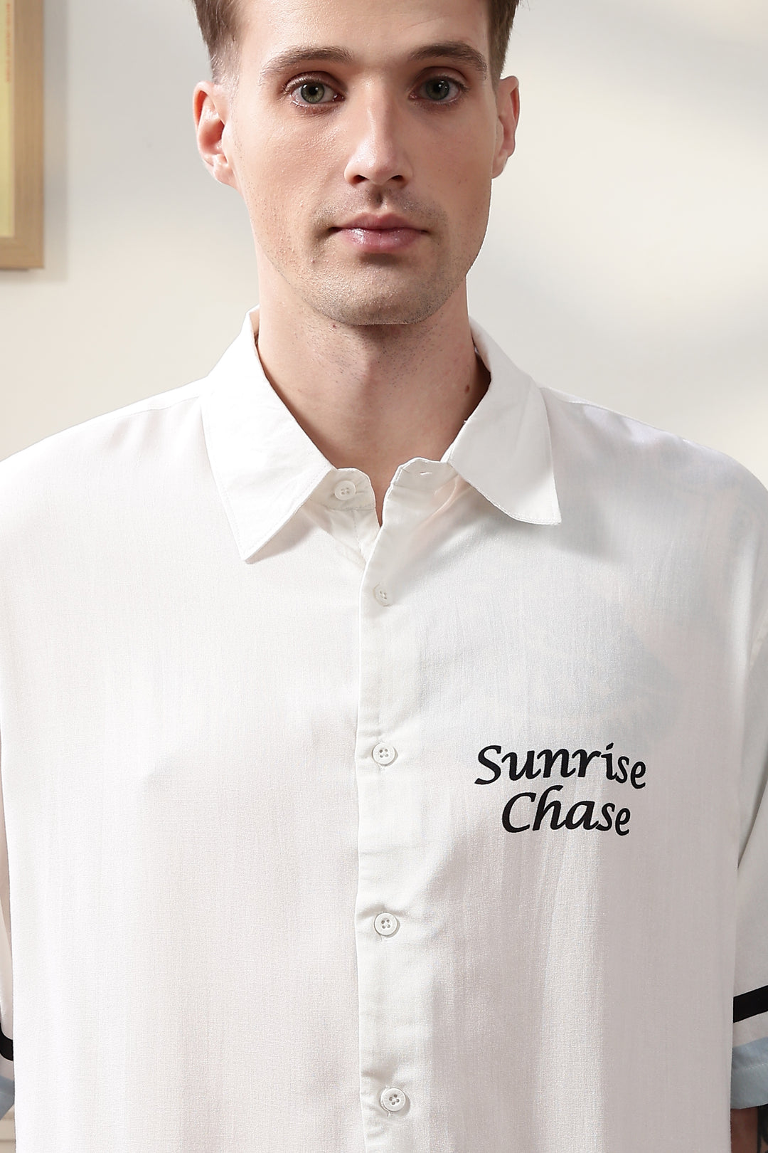 Sunrise Chase: White Oversized T-shirt