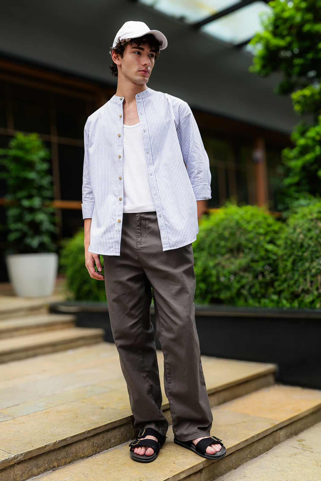 Streaks: Mandarin Light Blue Shirt