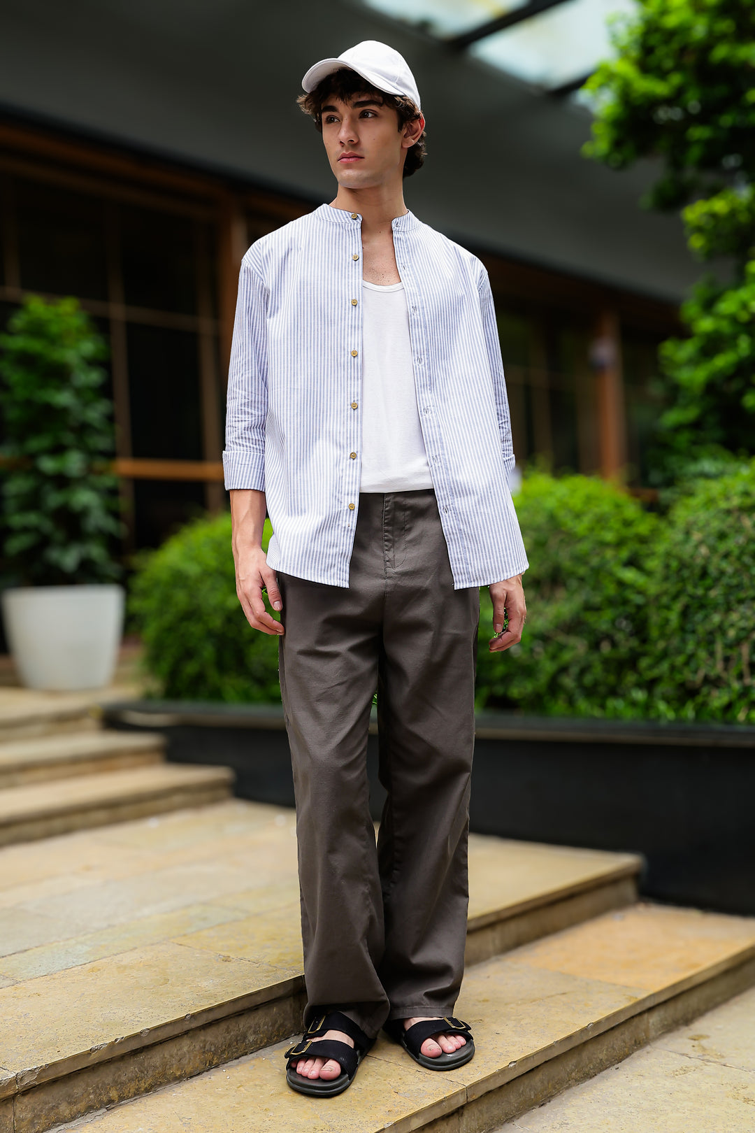 Streaks: Mandarin Light Blue Shirt