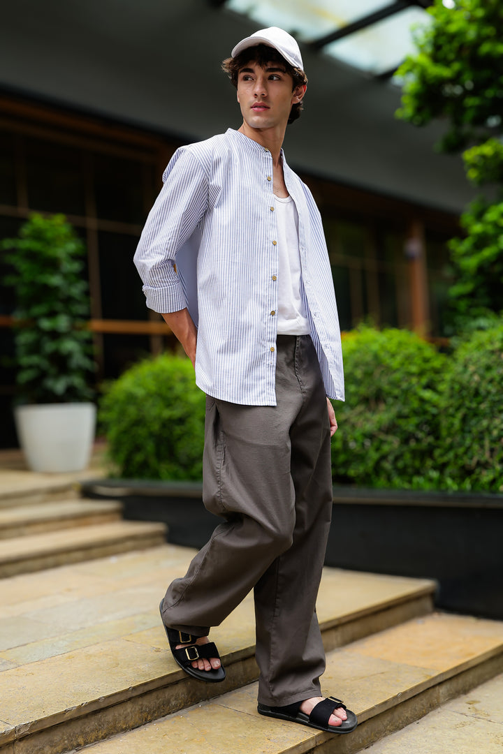 Streaks: Mandarin Light Blue Shirt
