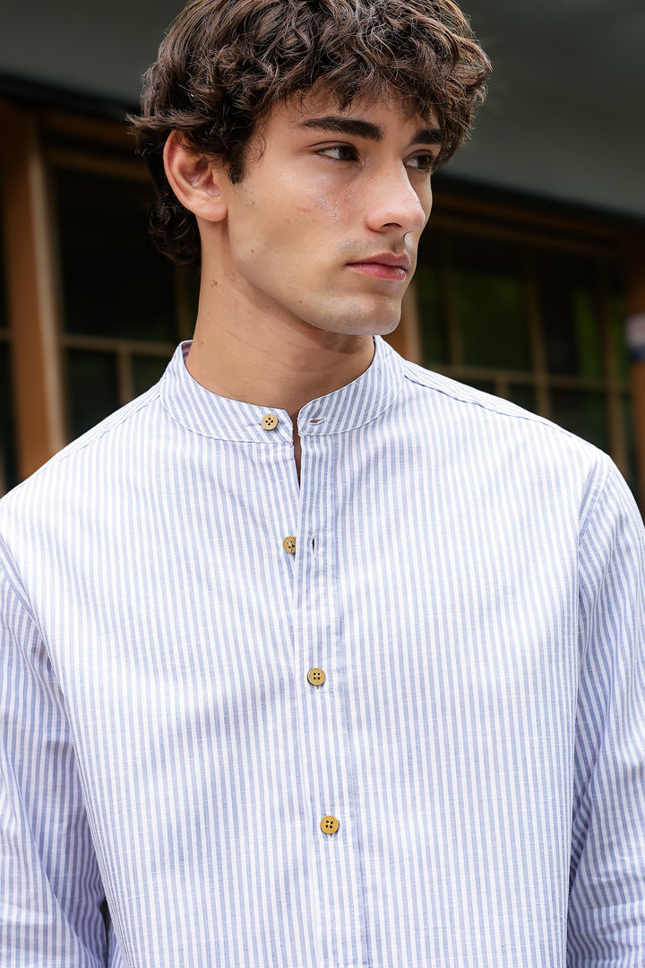 Streaks: Mandarin Light Blue Shirt