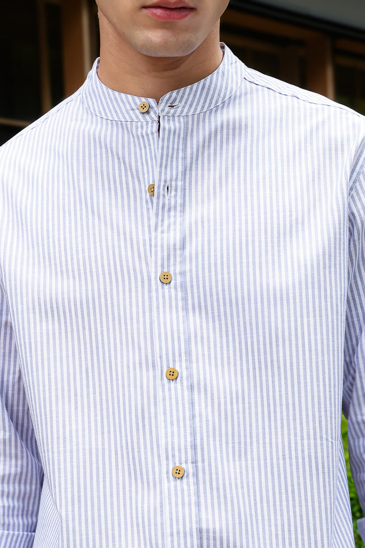 Streaks: Mandarin Light Blue Shirt