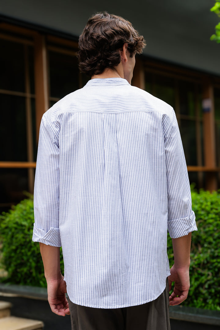 Streaks: Mandarin Light Blue Shirt