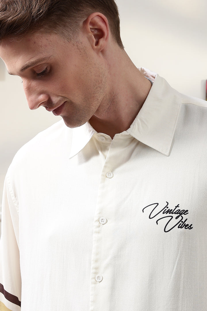 Vintage Vibes: Cream oversized shirt