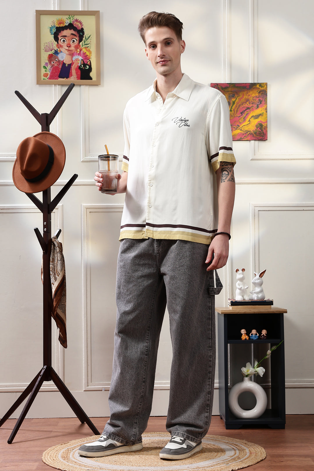 Vintage Vibes: Cream oversized shirt
