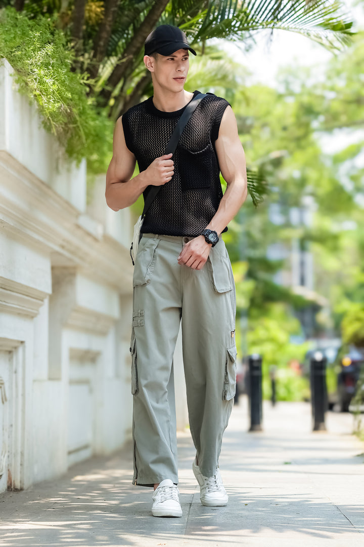 Mint Green Dyed Cargo Pants