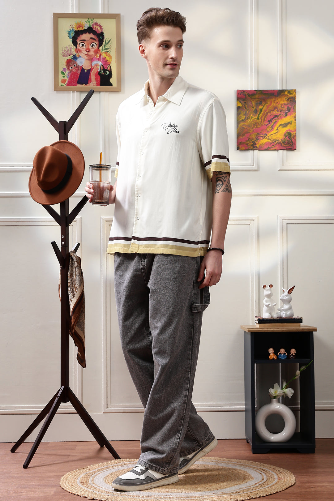 Vintage Vibes: Cream oversized shirt