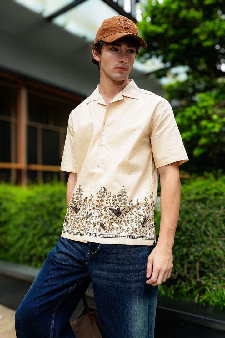 Classy Linen Printed Cuban shirt