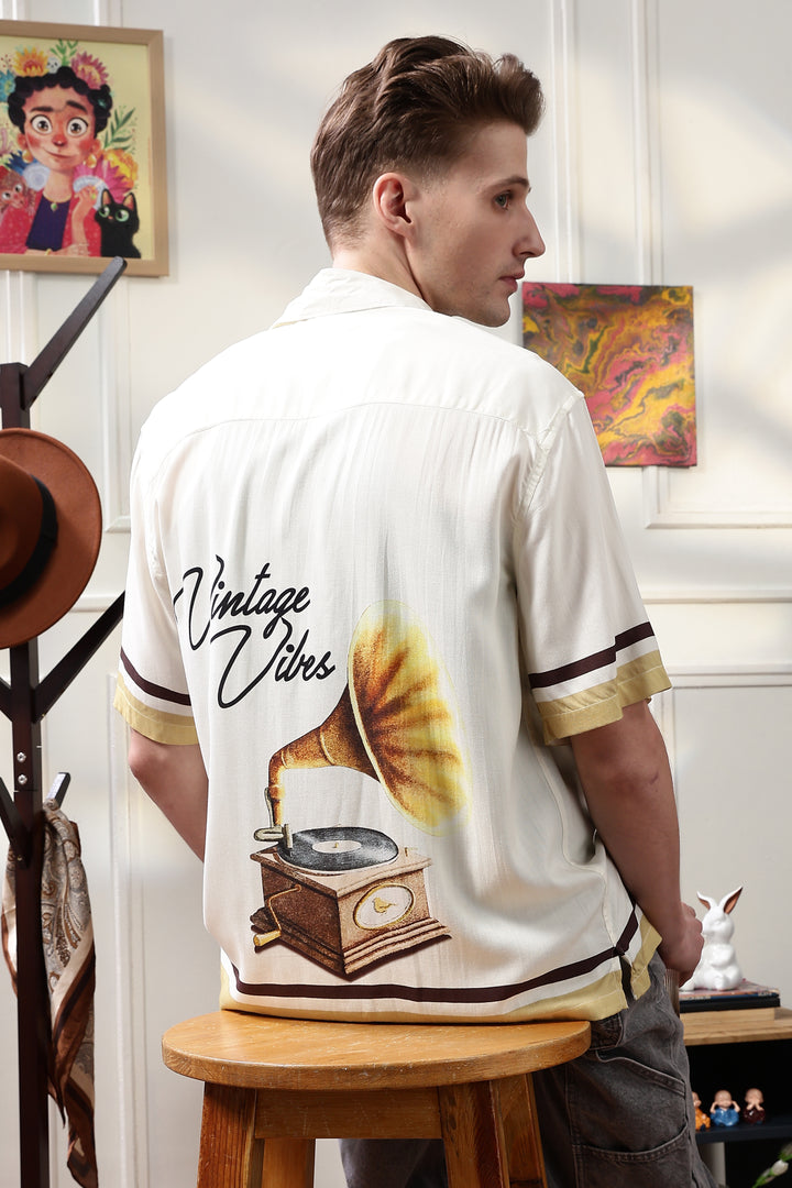 Vintage Vibes: Cream oversized shirt