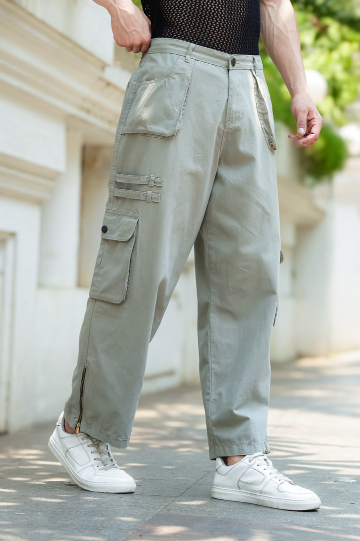 Mint Green Dyed Cargo Pants