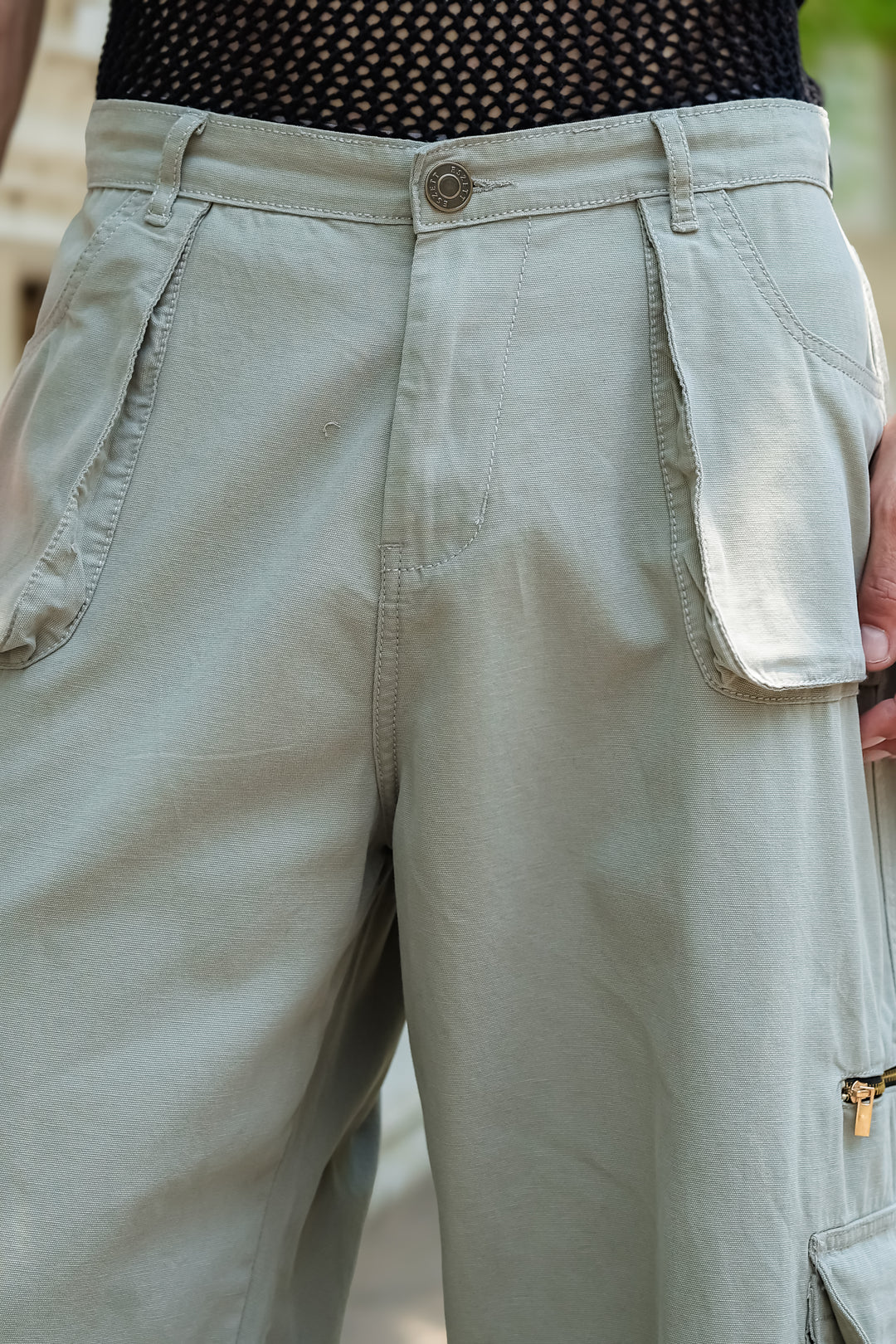 Mint Green Dyed Cargo Pants